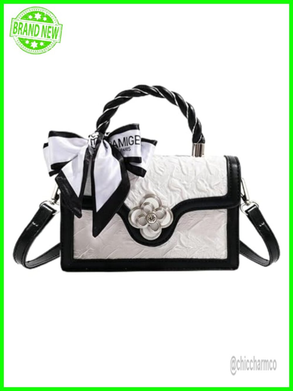 PU Leather Floral Mini Crossbody Bag Top Handle Clutch